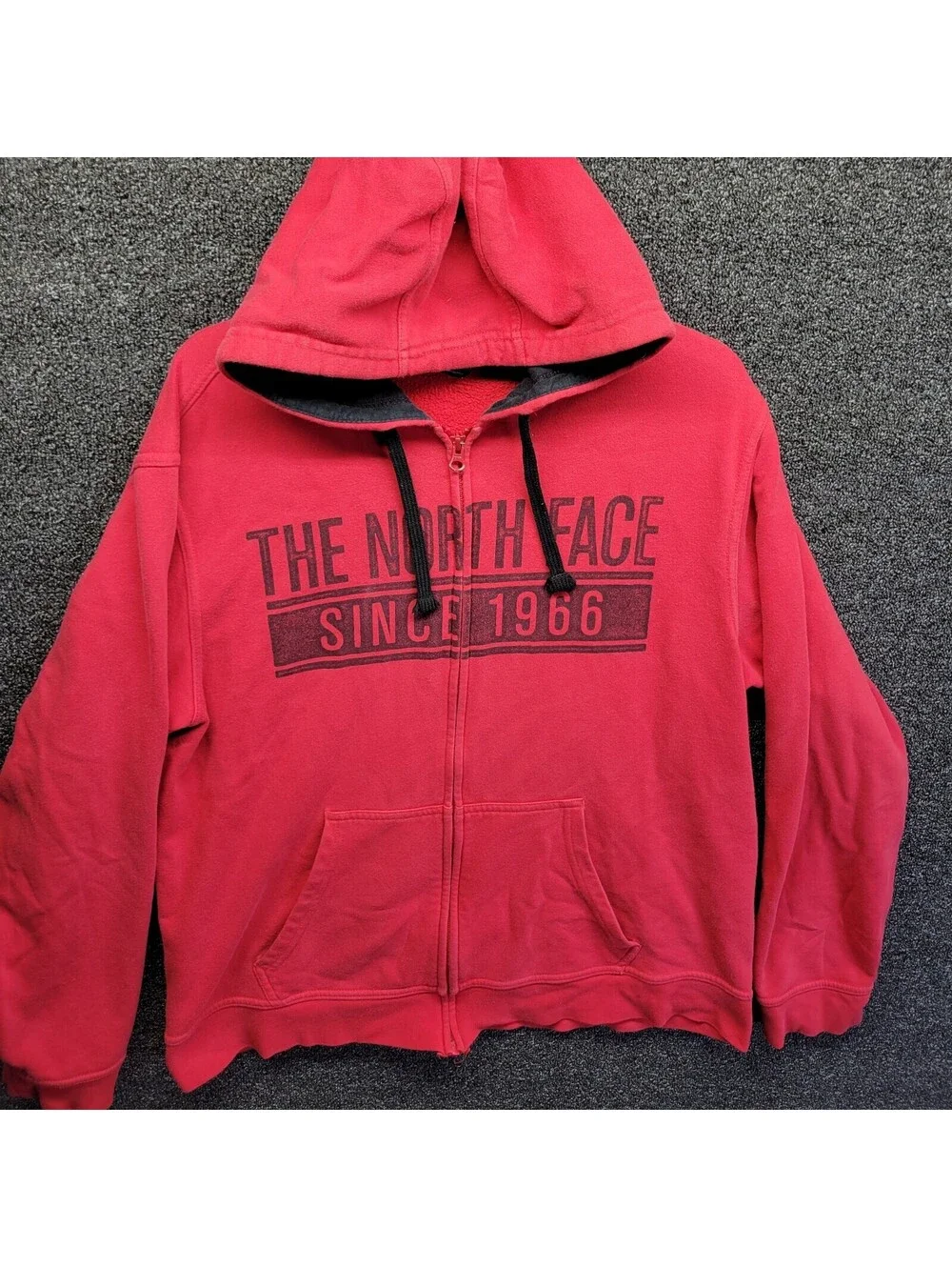 The North Face Full-Zip Red spellout Hoodie Sz L